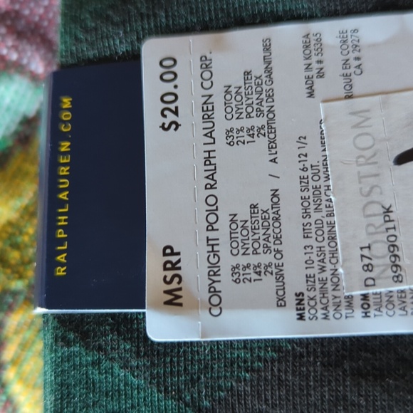 Polo by Ralph Lauren Men's Black and Dark Green Socks - Picture 6 of 7